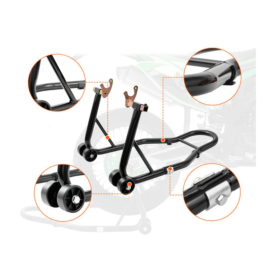 Cavalete elevador para moto - Suporte dianteiro e traseiro 385 kg