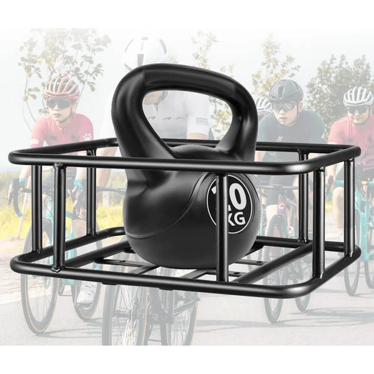 Cesto metal bicicleta com saco - detalhe kit completo instalação incluído