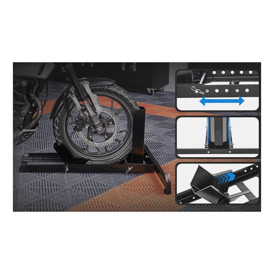 Calço para roda de moto - Suporte ajustável 816 kg aço reforçado