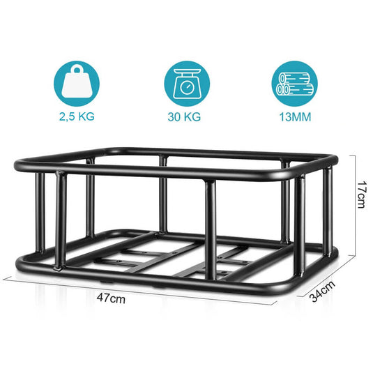 Cesto metálico bicicleta 30kg - detalhe superfície anticorrosiva resistente ferrugem