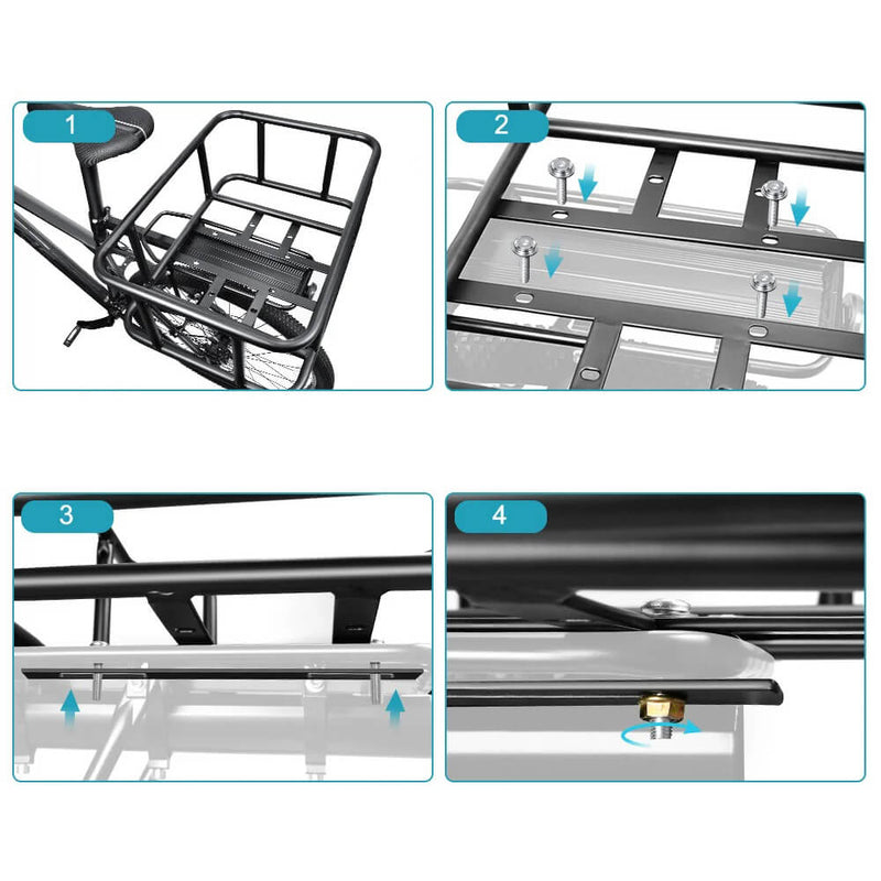 Carregue imagem no visualizador da galeriaCesto traseiro bicicleta 30kg capacidade - vista completa com saco proteção preto
