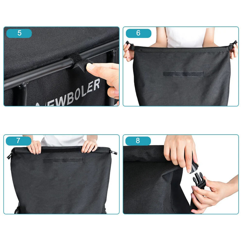 Carregue imagem no visualizador da galeriaCesto metal para bicicleta com saco impermeável - detalhe fixação traseira
