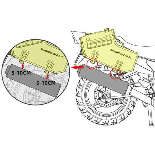 Sacos laterais para moto Rhinowalk 18L/28L/48L - Impermeáveis com sistema de fixação sem suporte