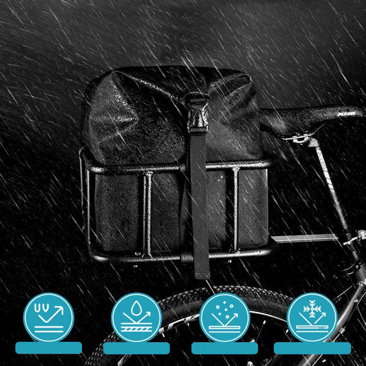 Cesto traseiro bicicleta com proteção impermeável - vista instalado em bicicleta