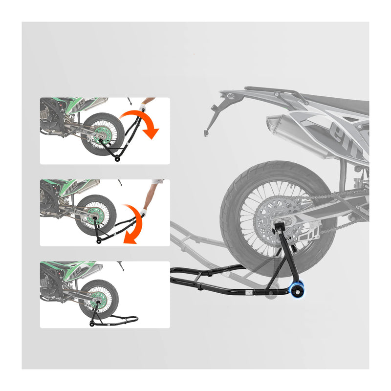 Carregue imagem no visualizador da galeriaCavalete elevador para moto - Suporte dianteiro e traseiro 385 kg
