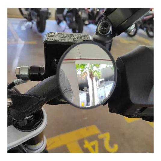 Mini espelho retrovisor moto – design compacto sem obstrução do painel