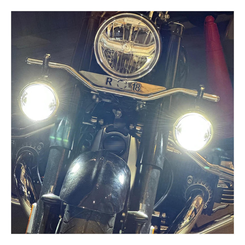 Carregue imagem no visualizador da galeriaAcessório iluminação BMW R18 suporte faróis auxiliares aço inox cromado
