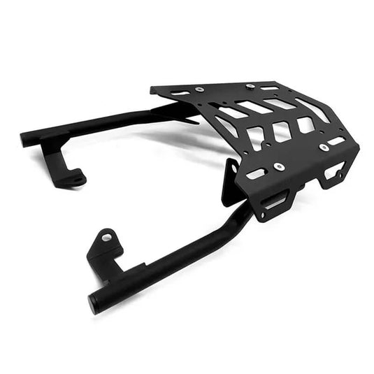 Vista lateral do suporte de bagagem em aço para Yamaha Tracer 900 GT