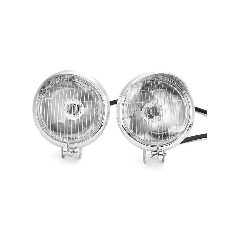 Carregue imagem no visualizador da galeriaConjunto farol frontal com piscas integrados 12V - Suporte universal cromado
