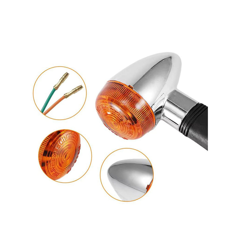 Carregue imagem no visualizador da galeriaPar de Piscas Cromados Bala para Moto Universal
