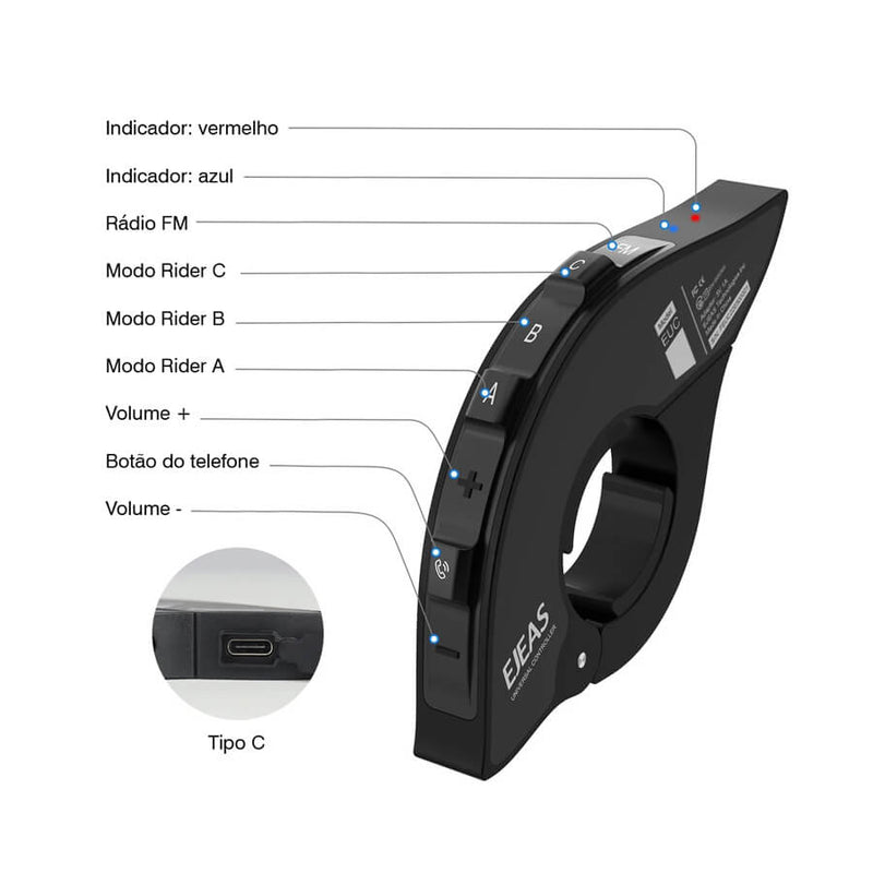 Carregue imagem no visualizador da galeriaIntercomunicador Bluetooth para moto com partilha música e rádio FM
