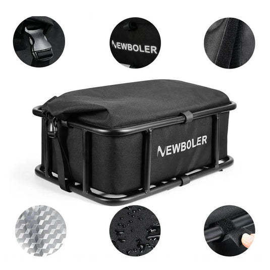 Cesto bicicleta com saco proteção - detalhe uso doméstico e transporte