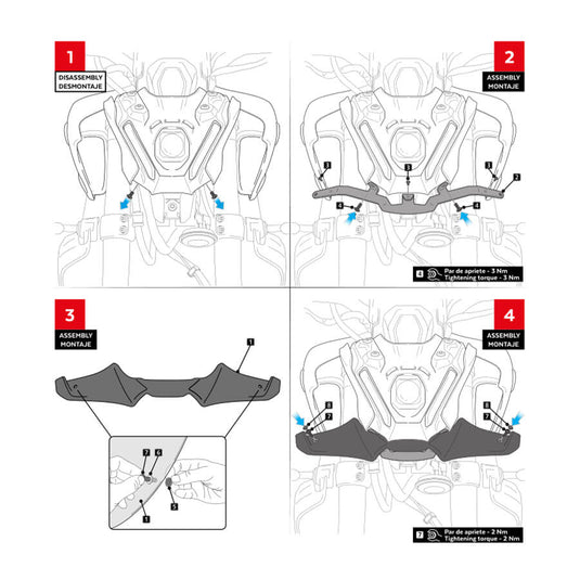 Detalhe do acabamento em ABS do spoiler frontal para MT-09 2021-2023