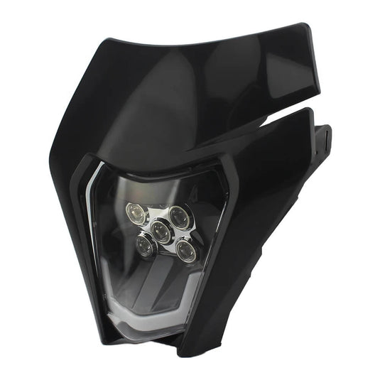 Detalhe da lente em vidro transparente do farol LED 