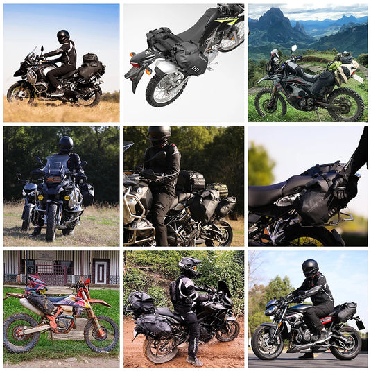 Sacos laterais para moto Rhinowalk 18L/28L/48L - Impermeáveis com sistema de fixação sem suporte