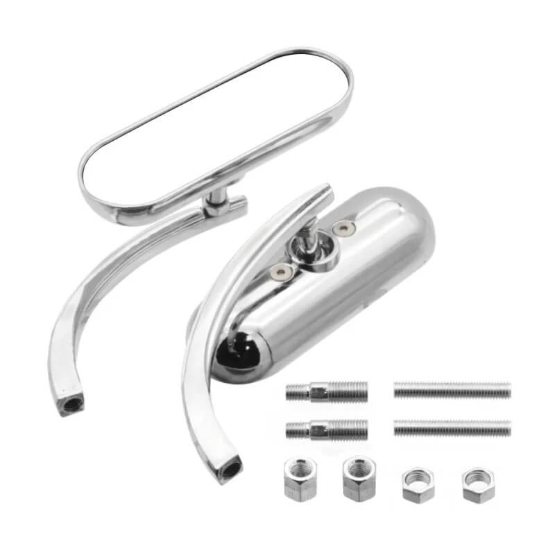 Carregue imagem no visualizador da galeriaEspelho retrovisor oval moto acabamento preto alumínio fundido
