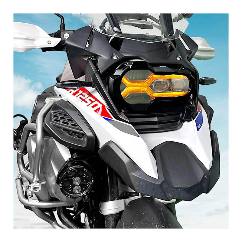 Carregue imagem no visualizador da galeriaVista frontal protetor farol BMW R1200GS instalado
