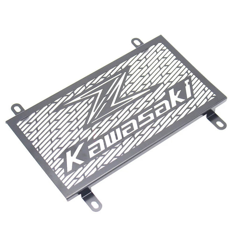 Carregue imagem no visualizador da galeriaVista lateral protetor radiador aço inox Kawasaki Z250 Z300 Ninja 250 300 design limpo estético
