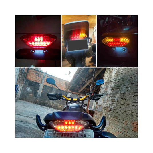 Luz traseira LED integrada para moto - Stop, travão, piscas e matrícula universal