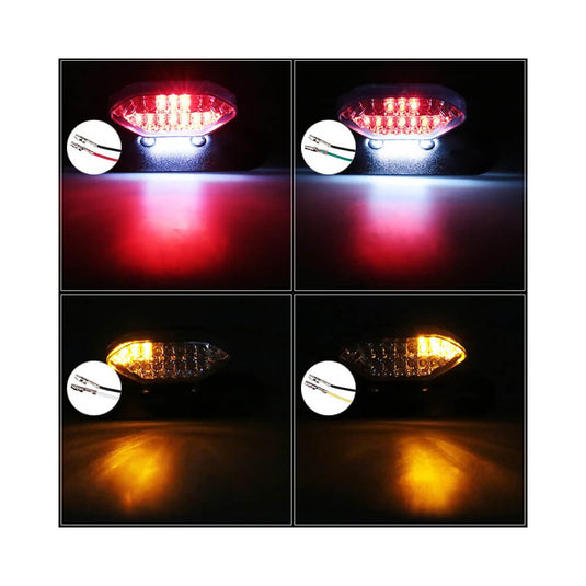 Luz traseira LED integrada para moto - Stop, travão, piscas e matrícula universal