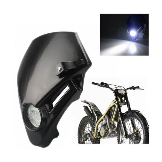 Montagem do farol LED em moto de enduro e supermoto