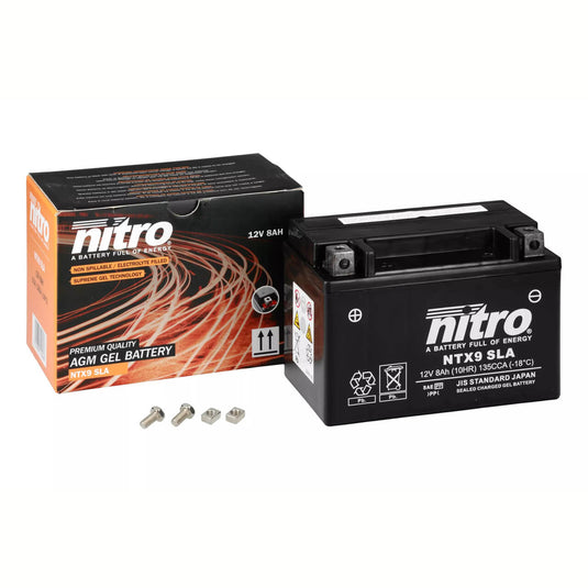 Bateria NITRO NTX9-SLA 12V 8Ah - Gel Selada para Moto