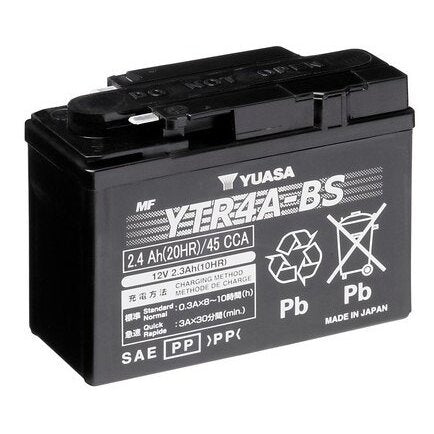 Bateria YUASA YTR4A-BS 12V 2.4Ah AGM selada para moto e scooter