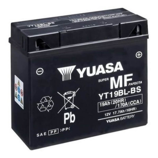 Bateria Yuasa YT19BL-BS 12V 19Ah — 170A CCA, tecnologia MF sem manutenção