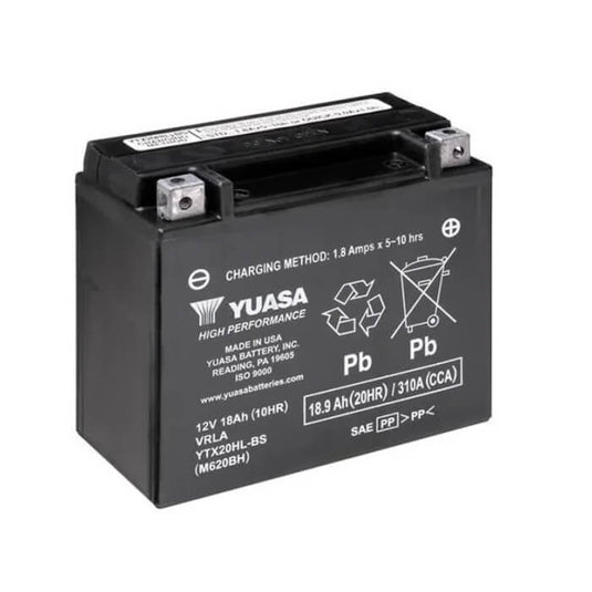 Bateria Yuasa YTX20HL-BS 12V 19Ah — 310A CCA, tecnologia AGM sem manutenção