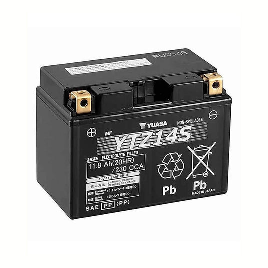 Bateria YUASA YTZ14S 12V 11.2Ah MF selada alta performance para moto 600-1200cc