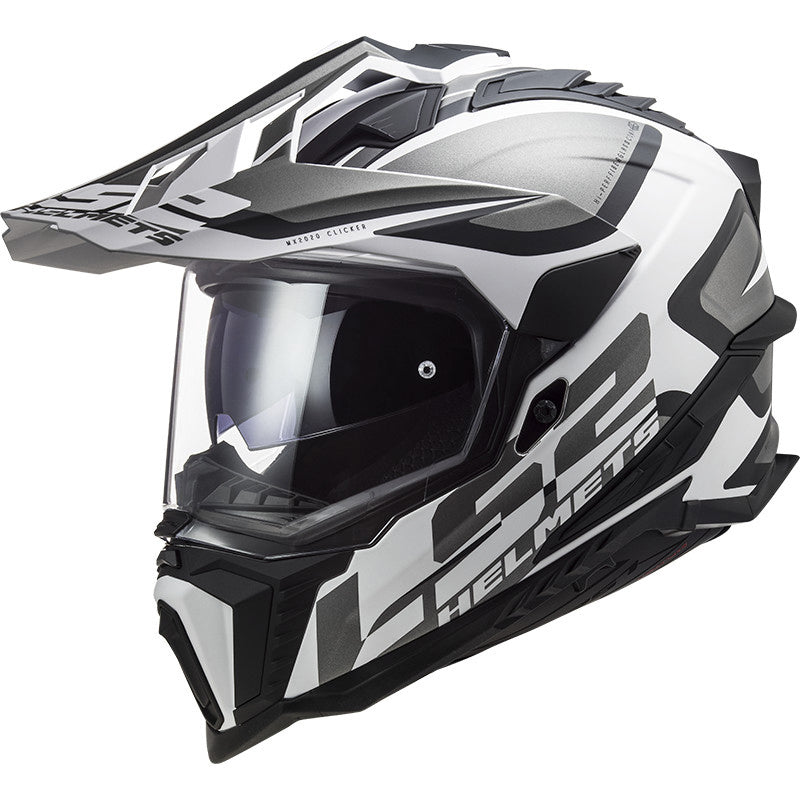 Load image into Gallery viewer, Capacete enduro LS2 MX701 Explorer Alter Preto Mate Branco – vista lateral
