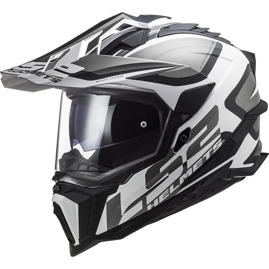 Capacete enduro LS2 MX701 Explorer Alter Preto Mate Branco – vista lateral