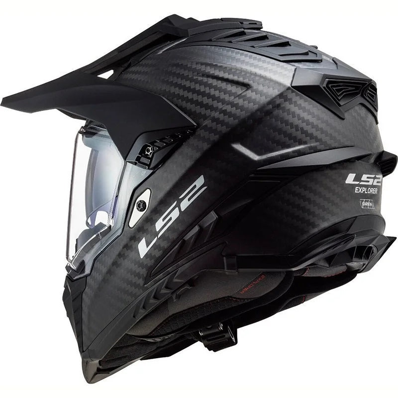 Load image into Gallery viewer, Capacete enduro LS2 MX701 Explorer C Solid Carbono – vista lateral esquerda
