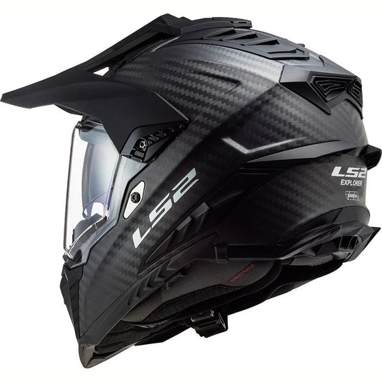 Capacete enduro LS2 MX701 Explorer C Solid Carbono – vista lateral esquerda