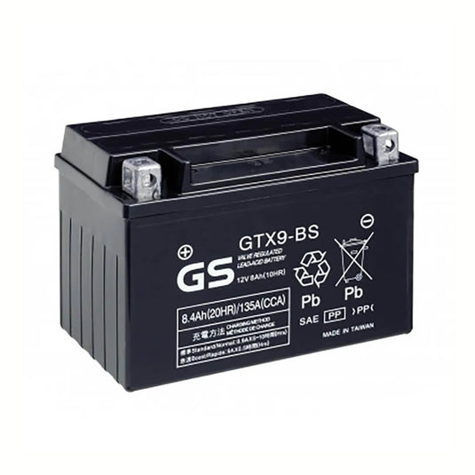 Bateria GS GTX9-BS 12V 8Ah AGM selada para moto - sem manutenção, pronta a instalar