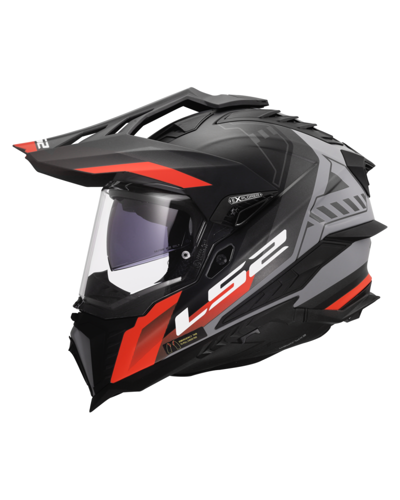 Load image into Gallery viewer, Calota em termoplástico – capacete enduro LS2 MX701 Explorer Hexa Preto Vermelho Cinza
