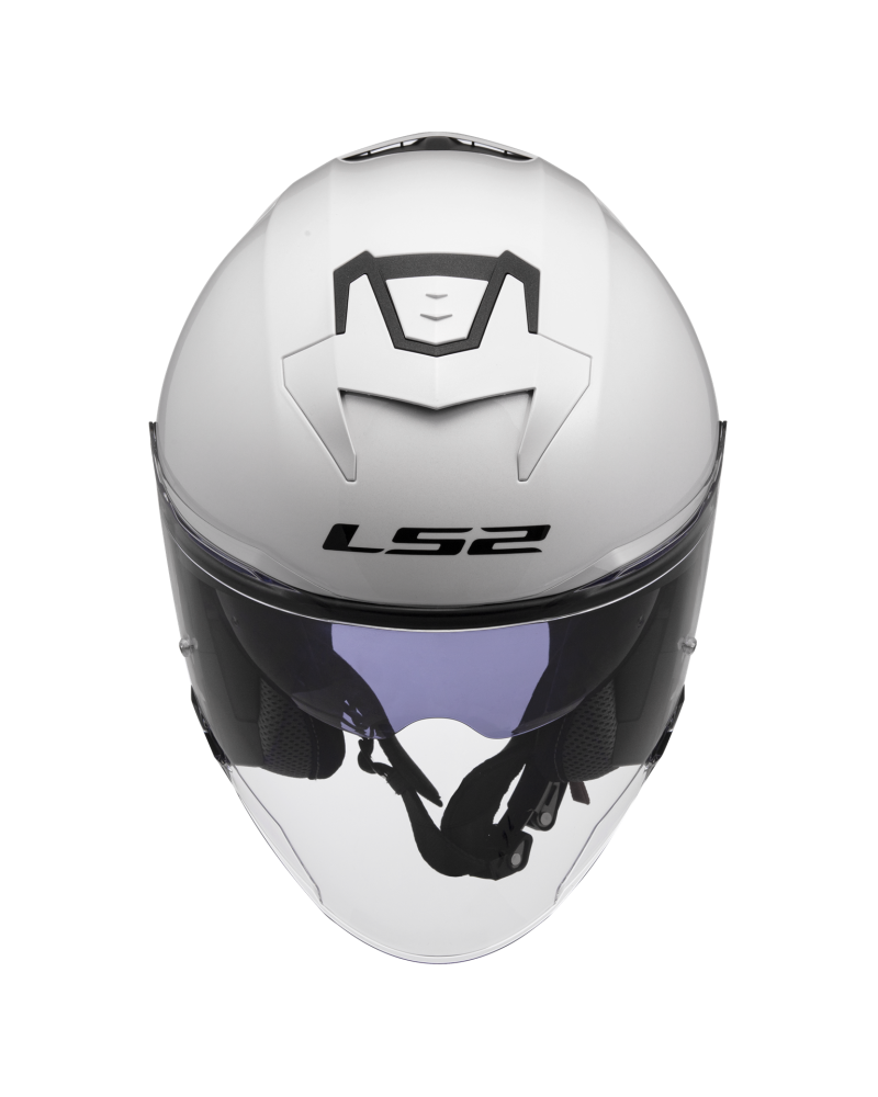 Load image into Gallery viewer, Capacete jet LS2 OF618 Verso II Solid Branco – vista lateral
