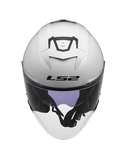 Capacete jet LS2 OF618 Verso II Solid Branco – vista lateral