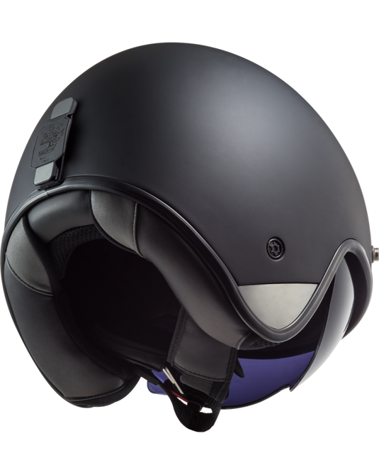 Capacete jet LS2 OF601 Bob II Solid Preto Mate – detalhe do acabamento mate