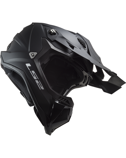 Capacete motocross LS2 MX700 Subverter Evo II Solid Preto Mate – vista lateral esquerda