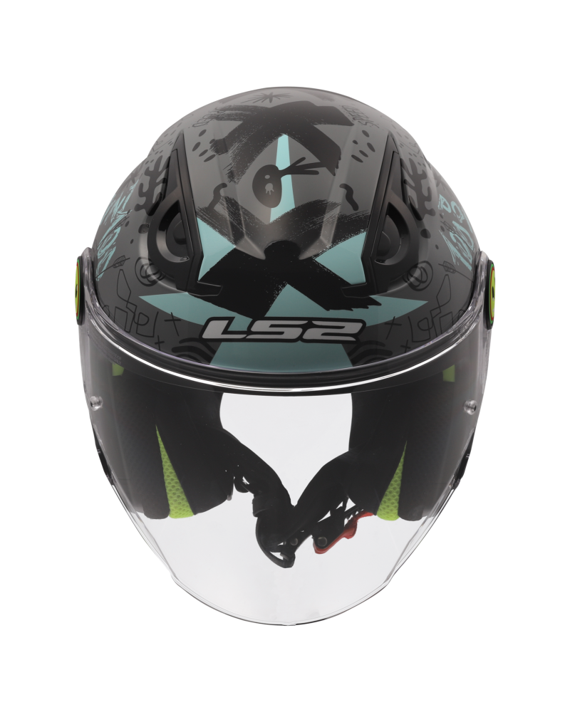 Load image into Gallery viewer, Calota em termoplástico – capacete jet infantil LS2 OF622 Funny II Scribble
