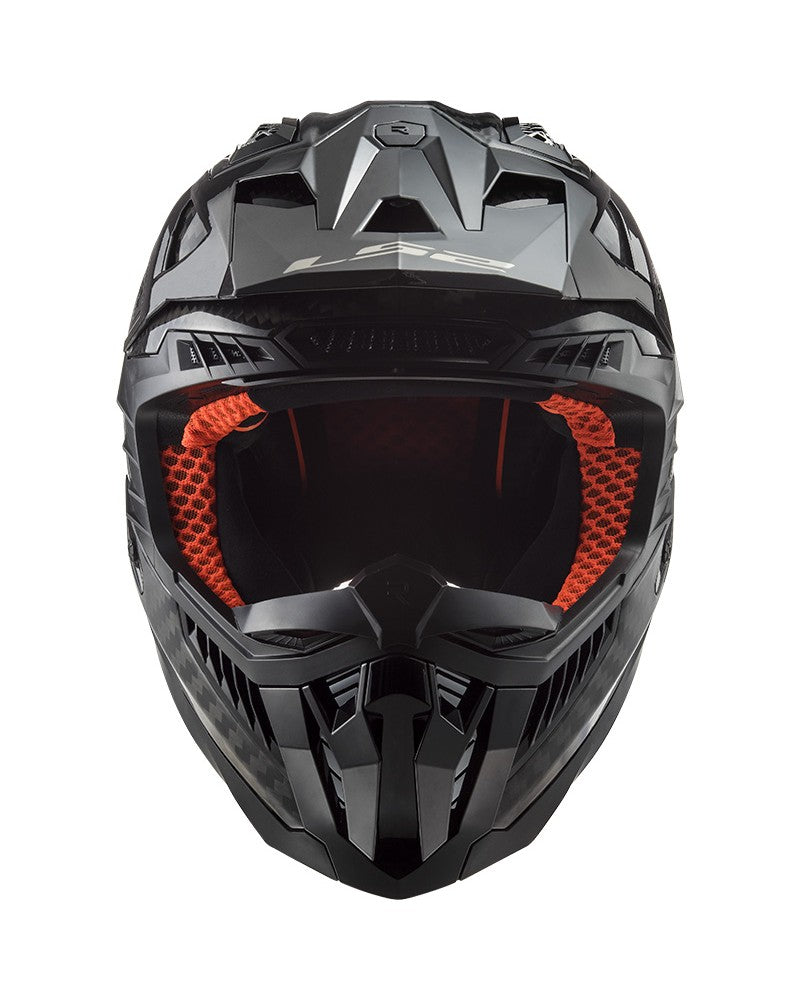 Load image into Gallery viewer, Capacete motocross LS2 MX703 X-Force C Solid Carbono Brilho – perspetiva em uso
