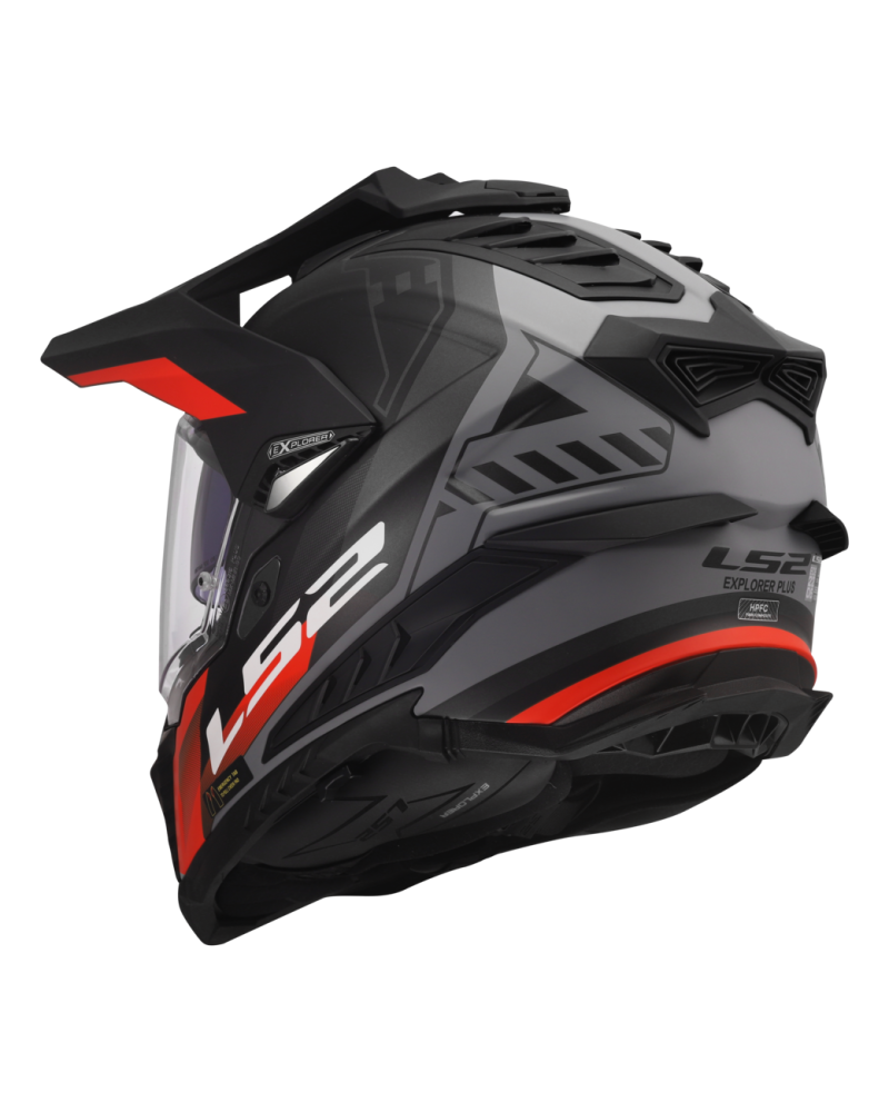 Load image into Gallery viewer, Capacete enduro LS2 MX701 Explorer Hexa Preto Vermelho Cinza – perspetiva em uso
