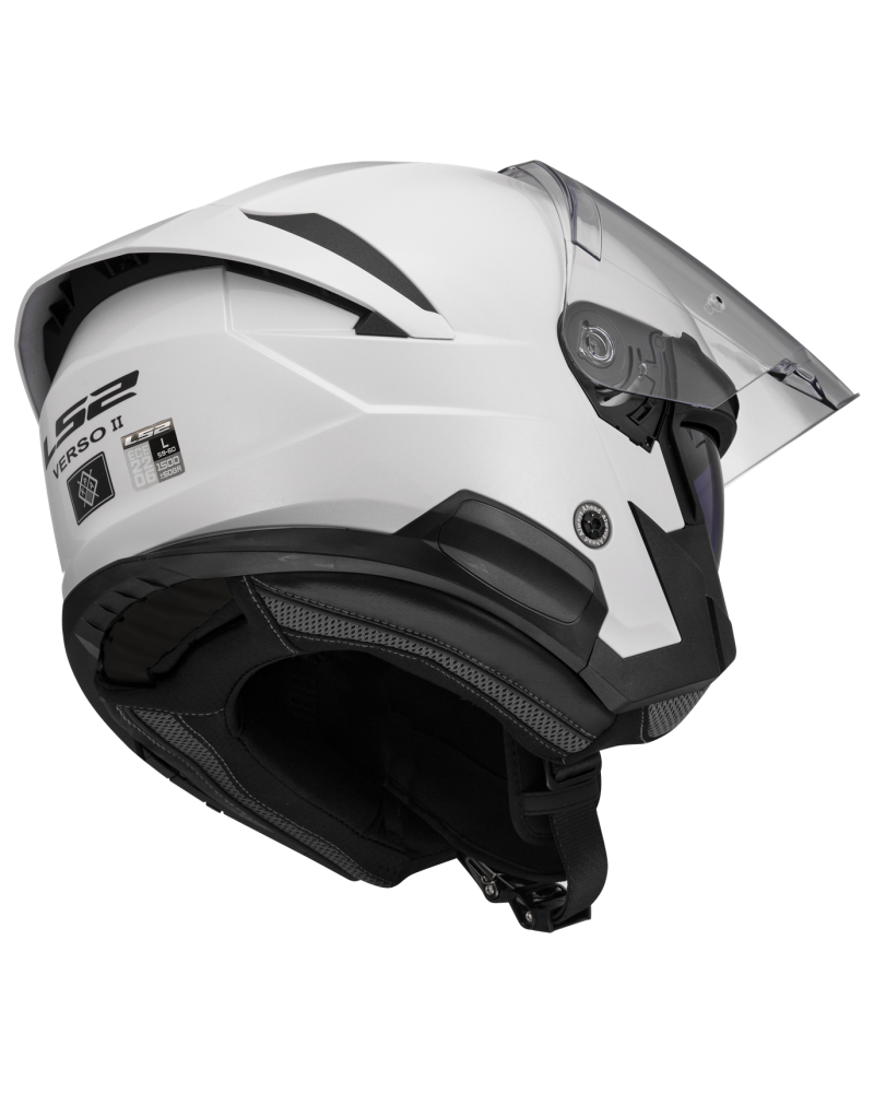 Load image into Gallery viewer, Capacete jet LS2 OF618 Verso II Solid Branco – vista traseira
