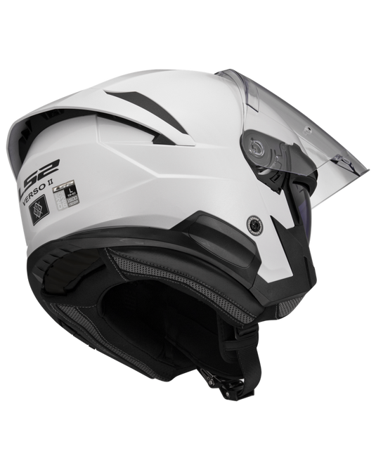 Capacete jet LS2 OF618 Verso II Solid Branco – vista traseira
