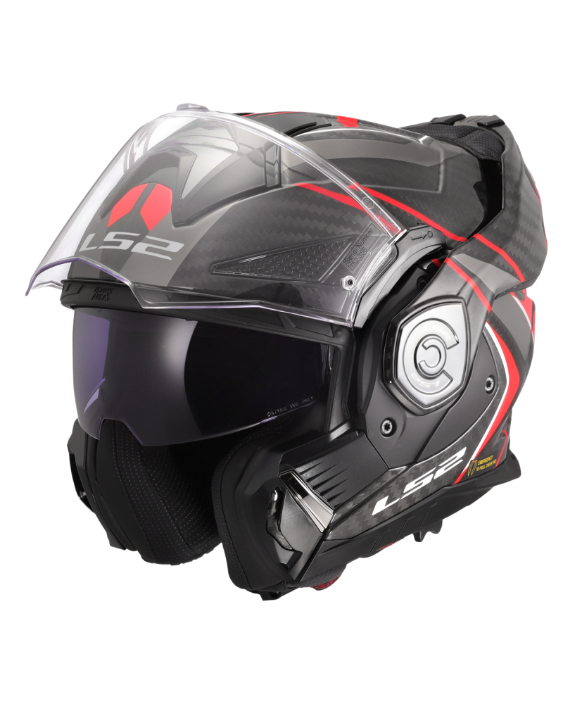 Load image into Gallery viewer, Capacete modular LS2 FF901 Advant-X C Future II Preto Vermelho – vista traseira
