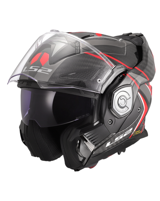 Capacete modular LS2 FF901 Advant-X C Future II Preto Vermelho – vista traseira