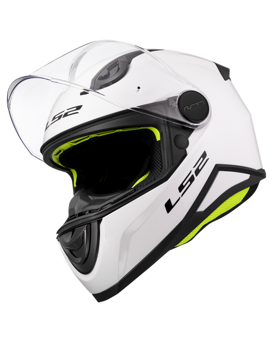 Capacete infantil LS2 FF812 Kid Solid Branco – perspetiva em uso
