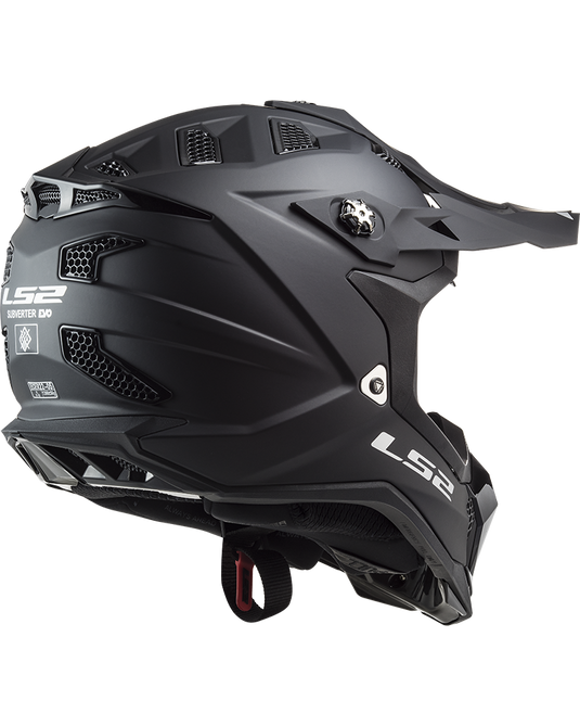 Capacete motocross LS2 MX700 Subverter Evo II Solid Preto Mate – vista lateral direita
