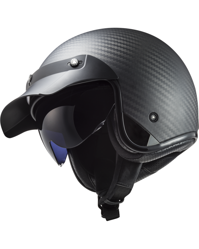 Load image into Gallery viewer, Capacete jet LS2 OF601 Bob II C Solid Carbono Mate – detalhe lateral
